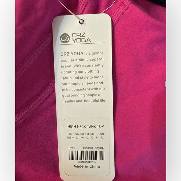 CRZ YOGA High Neck Tank Top Athletic Cropped Women Size M - Picture 4 of 4